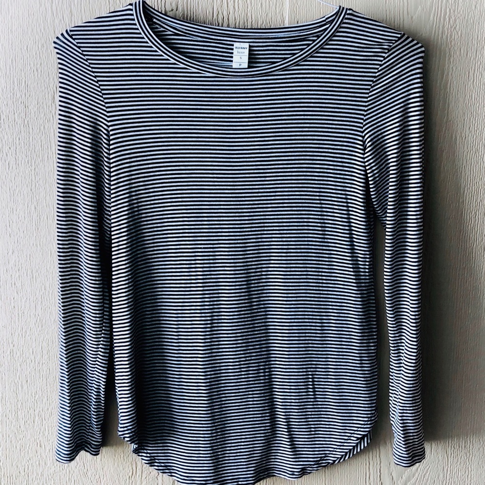 Black White Striped Long Sleeve Oversized Top